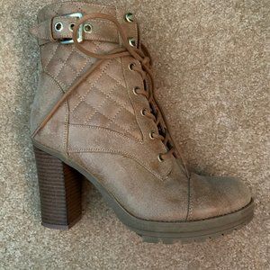 Guess Light Brown Heeled Lace-Up Boots